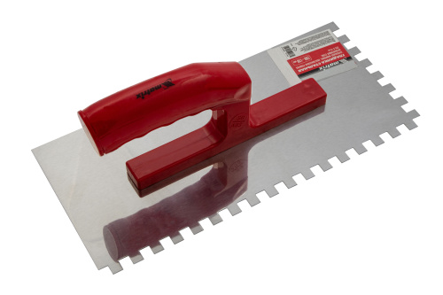 Гладилка из нержавеющей стали, 280 х 130 мм, зеркальная полировка, пластмассовая ручка, зуб 8 х 8 мм Matrix купить в Москве с доставкой по всей России | ProtosMarket.ru