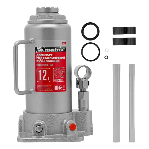 Домкрат гидравлический бутылочный, 12 т, высота подъема 230-465 мм Matrix по ценам производителя в Санкт-Петербурге с доставкой по всей России