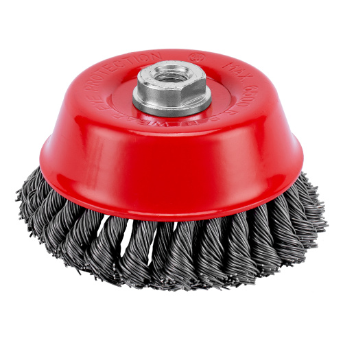 Щетка для УШМ, 125 мм, М14, "чашка", двухрядная, крученая проволока 0.8 мм Matrix купить в Москве с доставкой по всей России | ProtosMarket.ru