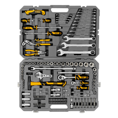 Набор инструментов, 1/2", 1/4", CrV, S2, пластиковый кейс, 122 предмета Denzel по ценам производителя в Санкт-Петербурге с доставкой по всей России