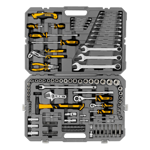 Набор инструментов, 1/2", 1/4", CrV, S2, пластиковый кейс, 122 предмета Denzel по ценам производителя в Санкт-Петербурге с доставкой по всей России