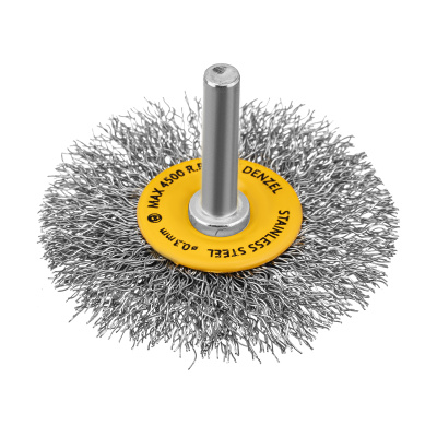 Щетка для дрели, 60 мм, Плоская, со шпилькой, нержавеющая витая проволока Denzel по ценам производителя в Санкт-Петербурге с доставкой по всей России
