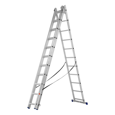 Лестница, 3 х 11 ступеней, алюминиевая, трехсекционная, Сибртех купить в Москве с доставкой по всей России | ProtosMarket.ru