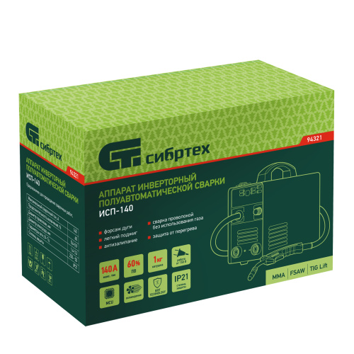 Аппарат инвертор. полуавтомат. сварки ИСП-140, 140 А, ПВ 60% Сибртех по ценам производителя в Санкт-Петербурге с доставкой по всей России