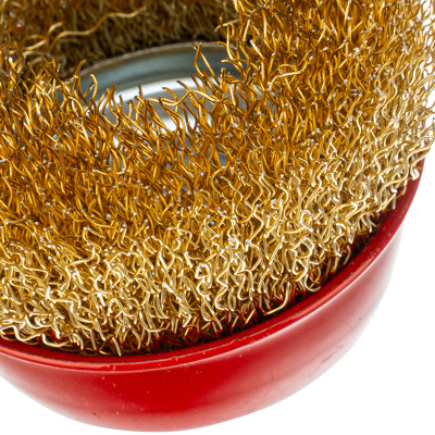 Щетка для УШМ, 65 мм, М14, "чашка", латунированная витая проволока Matrix по ценам производителя в Санкт-Петербурге с доставкой по всей России