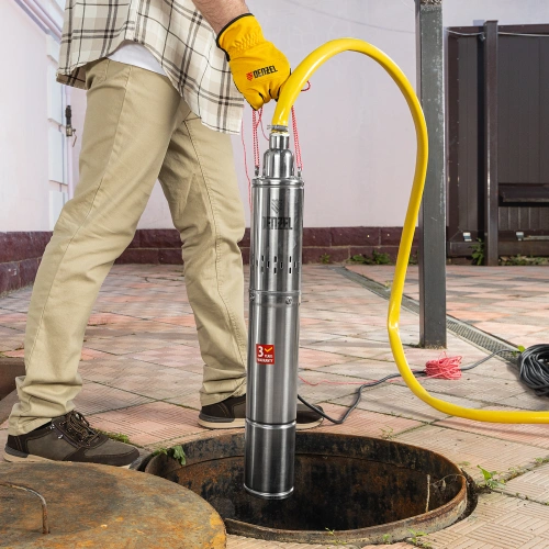 Скважинный насос DWS-4-150, винтовой, диаметр 4", 1300 Вт, 2000 л/ч, напор 150 м Denzel по ценам производителя в Санкт-Петербурге с доставкой по всей России