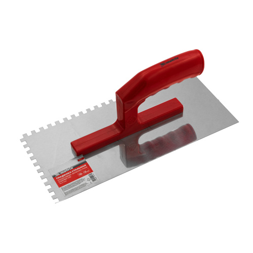 Гладилка из нержавеющей стали, 280 х 130 мм, зеркальная полировка, пластмассовая ручка, зуб 6 х 6 мм Matrix купить в Москве с доставкой по всей России | ProtosMarket.ru