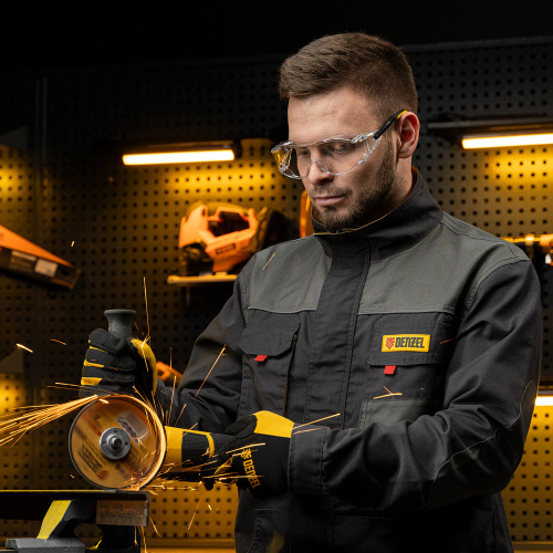 Очки защитные открытые, поликарбонатные, увеличенная прозрачная линза,  регулируемые дужки Denzel купить в Москве с доставкой по всей России | ProtosMarket.ru