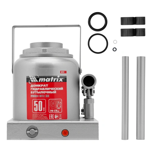 Домкрат гидравлический бутылочный, 50 т, высота подъема 240-370 мм Matrix по ценам производителя в Санкт-Петербурге с доставкой по всей России