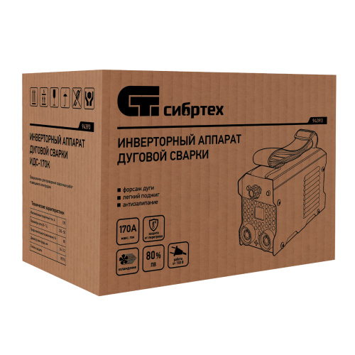 Инверторный аппарат дуговой сварки ИДС-170K, 170 А, ПВ 80%, диаметр электрода 1,6-3,2 мм Сибртех по ценам производителя в Санкт-Петербурге с доставкой по всей России