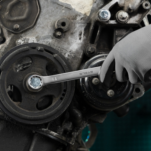 Набор ключей комбинированных, 8-19 мм, 8 шт, CrV, матовый хром Stels купить в Москве с доставкой по всей России | ProtosMarket.ru