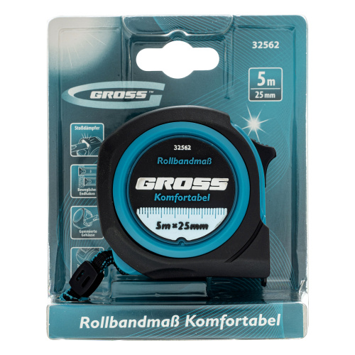 Рулетка Komfortabel 5 м х 25 мм,обрезиненный корпус Gross по ценам производителя в Санкт-Петербурге с доставкой по всей России