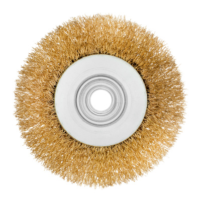 Щетка для УШМ, 100 мм, М14, "тарелка", латунированная витая проволока Matrix по ценам производителя в Санкт-Петербурге с доставкой по всей России