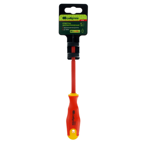 Отвертка диэлектрическая SL4 х 100 мм, CrV, до 1000 В, двухкомпонентная рукоятка Сибртех по ценам производителя в Санкт-Петербурге с доставкой по всей России