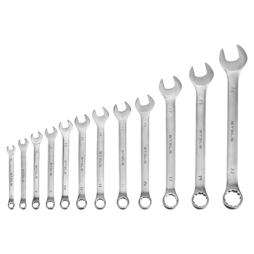 Набор ключей комбинированных 6-22 мм, 12 шт, CrV, матовый хром Stels купить в Москве с доставкой по всей России | ProtosMarket.ru