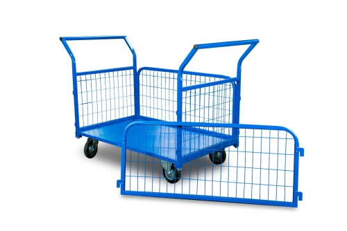 Тележка платформенная TOR ТП-3С (700х1200) с бортами из сетки и двумя ручками (колеса 160 мм) по ценам производителя в Санкт-Петербурге с доставкой по всей России