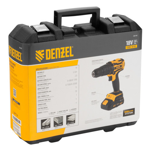 Дрель-шуруповерт аккумуляторная ударная бесщет CIDB-18-02, Li-Ion, 18 В Denzel купить в Москве с доставкой по всей России | ProtosMarket.ru