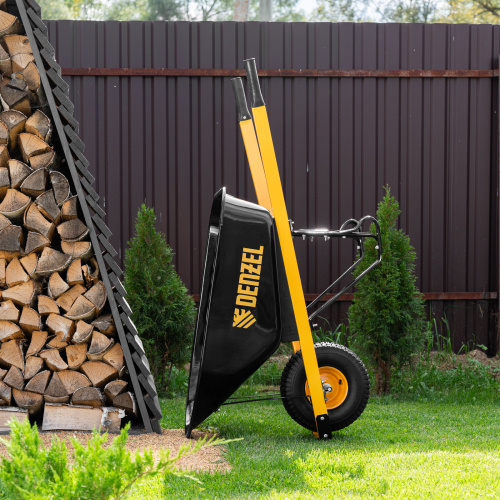 Тачка строительная, усиленная, объем 140 л, 230 кг, колесо 15х6.00-6 Denzel купить в Москве с доставкой по всей России | ProtosMarket.ru