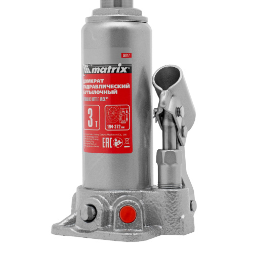 Домкрат гидравлический бутылочный, 3 т, высота подъема 194-372 мм Matrix по ценам производителя в Санкт-Петербурге с доставкой по всей России