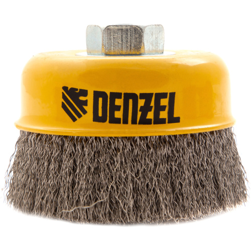 Щетка для УШМ, 100 мм, "Чашка", витая нержавеющая проволока 0.3 мм, М14 Denzel по ценам производителя в Санкт-Петербурге с доставкой по всей России
