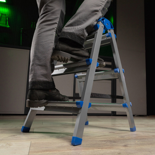 Стремянка двухсторонняя 3 ступени, сталь профиль, стальные ступени, Сибртех купить в Москве с доставкой по всей России | ProtosMarket.ru