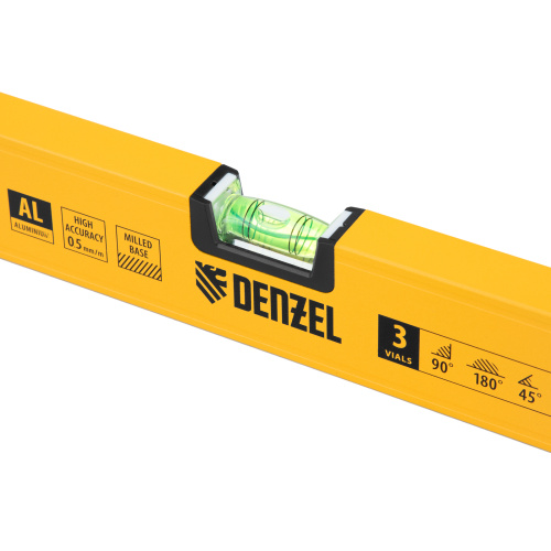 Уровень алюминиевый, магнит, фрезерованный, 3 глазка (1 зеркал.) 0,5 мм/м, 1200 мм Denzel купить в Москве с доставкой по всей России | ProtosMarket.ru