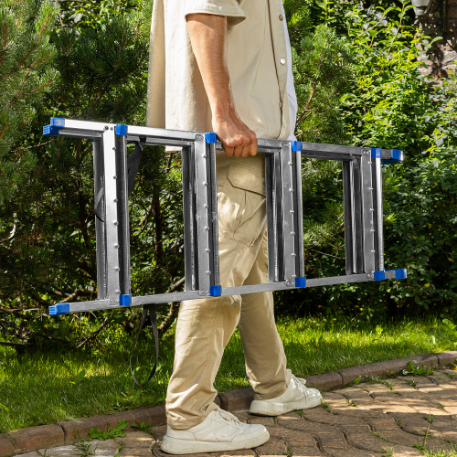 Стремянка двухсторонняя 4 ступени, сталь профиль, стальные ступени, Сибртех купить в Москве с доставкой по всей России | ProtosMarket.ru