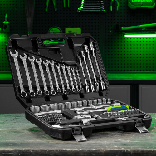 Набор инструментов, 1/2", 1/4", пластиковый кейс 89 предметов Сибртех купить в Москве с доставкой по всей России | ProtosMarket.ru