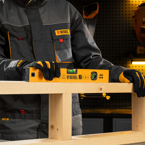 Уровень алюминиевый, магнит., фрезерованный, 3 глазка (1 зеркал.) 0,5 мм/м, 400 мм Denzel по ценам производителя в Санкт-Петербурге с доставкой по всей России