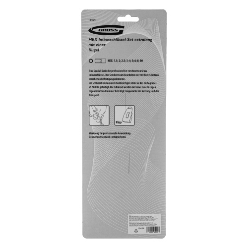 Набор ключей имбусовых HEX, 1.5-10 мм, S2, 9 шт, экстра-длинные с шаром, сатинированные Gross купить в Москве с доставкой по всей России | ProtosMarket.ru