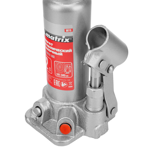 Домкрат гидравлический бутылочный, 2 т, высота подъема 181-345 мм Matrix по ценам производителя в Санкт-Петербурге с доставкой по всей России