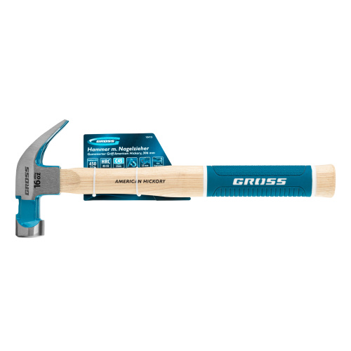 Молоток-гвоздодер, 450 г, угол 45, магнит, обрезиненная рукоятка American hickory GROSS купить в Москве с доставкой по всей России | ProtosMarket.ru