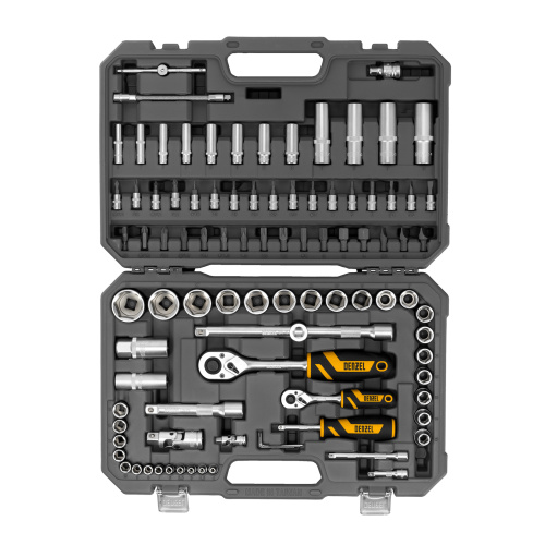 Набор инструментов, 1/2", 1/4", CrV, S2, пластиковый кейс, 94 предмета Denzel купить в Москве с доставкой по всей России | ProtosMarket.ru