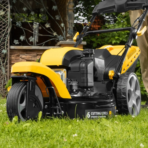 Бензиновая газонокосилка GLT-460SP-T, Trike 149 см3, 46 см, привод, панель, 60л Denzel купить в Москве с доставкой по всей России | ProtosMarket.ru