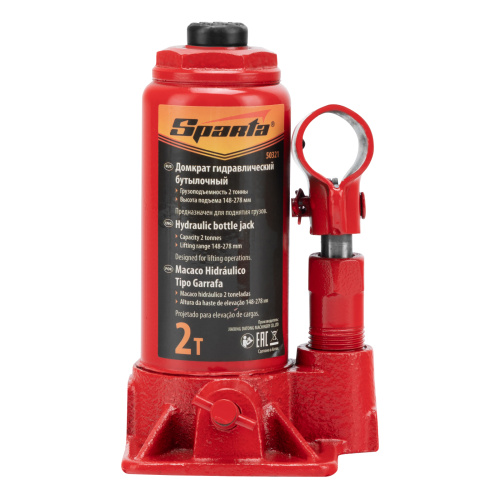 Домкрат гидравлический бутылочный, 2 т, h подъема 148-278 мм Sparta по ценам производителя в Санкт-Петербурге с доставкой по всей России