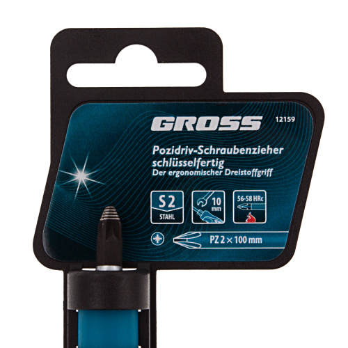 Отвертка PZ2 x 100 мм, S2, трехкомпонентная ручка Gross купить в Москве с доставкой по всей России | ProtosMarket.ru