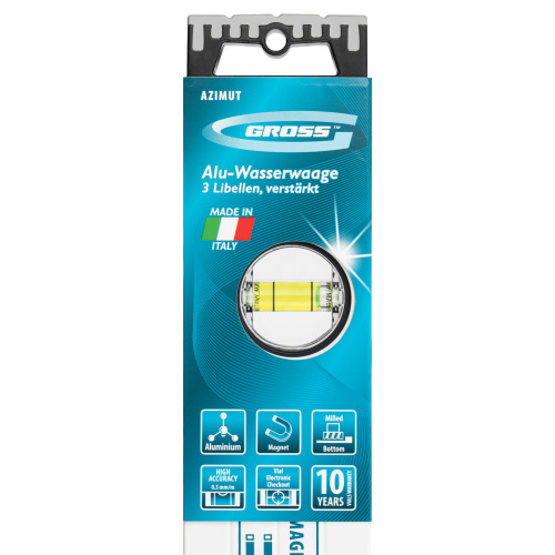 Уровень алюминиевый, 800 мм, усиленный, рукоятки, фрезерованный, 3 глазка, магнитный Gross купить в Москве с доставкой по всей России | ProtosMarket.ru
