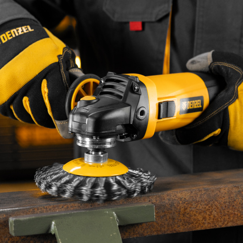 Щетка для УШМ, 125 мм, "Тарелка", крученая нержавеющая проволока 0.5 мм, М14 Denzel по ценам производителя в Санкт-Петербурге с доставкой по всей России