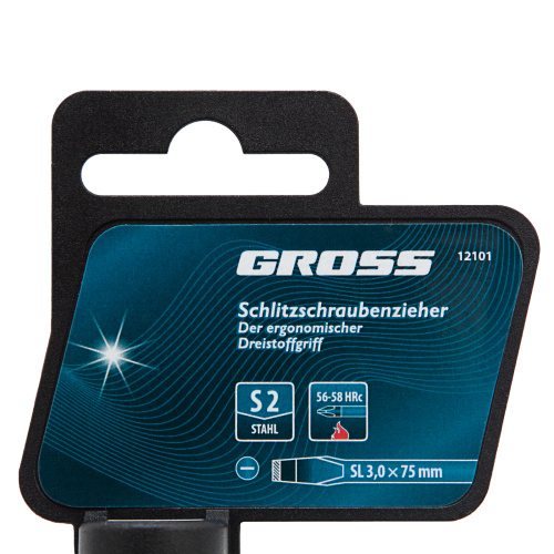 Отвертка SL3 x 75 мм, S2, трехкомпонентная рукоятка Gross по ценам производителя в Санкт-Петербурге с доставкой по всей России