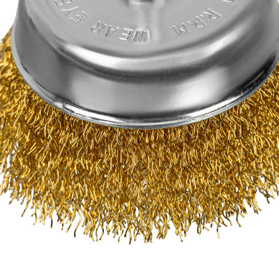 Щетка для дрели, 75 мм, "чашка" со шпилькой, латунированная витая проволока Matrix по ценам производителя в Санкт-Петербурге с доставкой по всей России