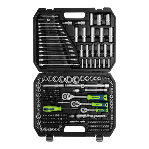Набор инструментов, 1/2", 3/8", 1/4", пластиковый кейс 215 предм. Сибртех купить в Москве с доставкой по всей России | ProtosMarket.ru