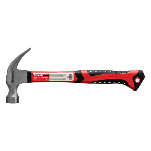 Молоток-гвоздодер, 450 г, боек 27 мм, фибергласовая обрезиненная рукоятка Matrix по ценам производителя в Санкт-Петербурге с доставкой по всей России