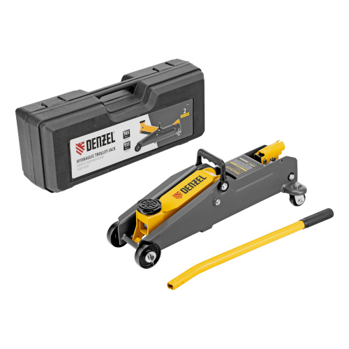 Домкрат гидравлический подкатной, 2 т, 135-385 мм, в пласт. кейсе Denzel по ценам производителя в Санкт-Петербурге с доставкой по всей России