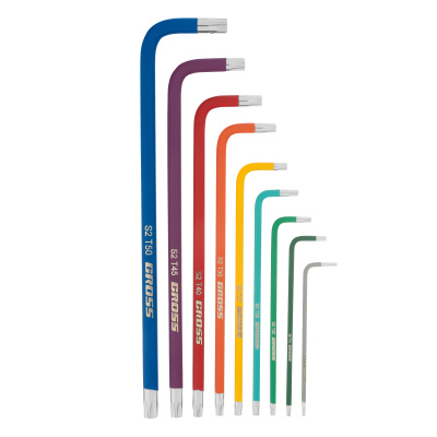 Набор ключей имбусовых Torx -TT, 9 шт: T10-T50, магнит, S2, экстра-длинные, хром/краска 9 шт Gross купить в Москве с доставкой по всей России | ProtosMarket.ru