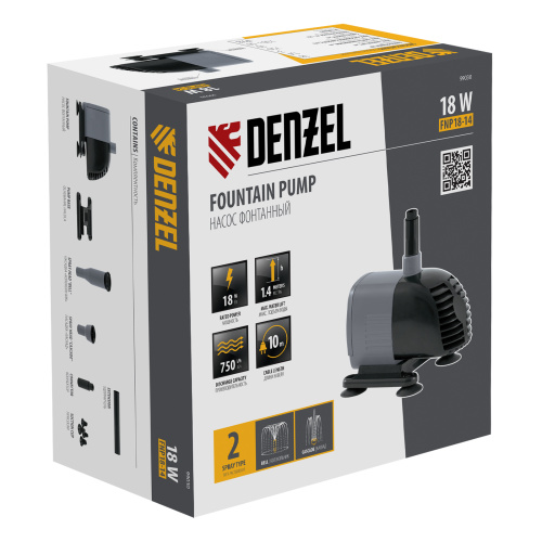 Насос фонтанный FNP18-14, 18 Вт, подъем 1,4 м, 750 л/ч, колокольчик/каскад Denzel купить в Москве с доставкой по всей России | ProtosMarket.ru