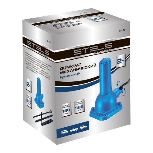 Домкрат механический бутылочный, 2 т, h подъема 180-395 мм, 2 части (домкрат, ручка) Stels по ценам производителя в Санкт-Петербурге с доставкой по всей России