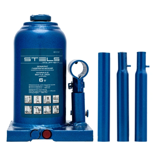 Домкрат гидравлический бутылочный телескопический, 6 т, H подъема 170-420 мм Stels по ценам производителя в Санкт-Петербурге с доставкой по всей России