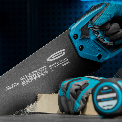 Ножовка по дереву "PIRANHA", 500 мм, 7 TPI, 3D-зуб, тефлоновое покрытие полотна, двухкомпонентная рукоятка Gross купить в Москве с доставкой по всей России | ProtosMarket.ru