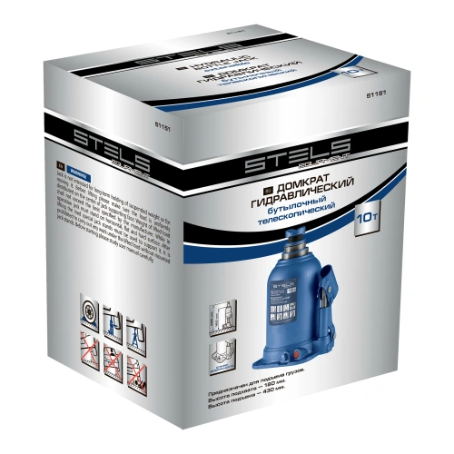 Домкрат гидравлический бутылочный телескопический, 10 т, подъем 180-430 мм Stels по ценам производителя в Санкт-Петербурге с доставкой по всей России