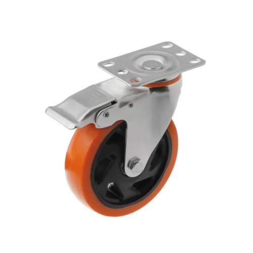 Колесо поворотное усиленное полиуретан SCBM 55 125 мм с тормозом (увеличенная площадка) по ценам производителя в Санкт-Петербурге с доставкой по всей России